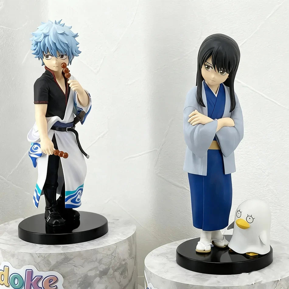 Original 14CM Anime Gintama Figure Sakata Gintoki Katsura Kotarou Stand Anime Model Toys Gifts Collection Decoration Ornaments