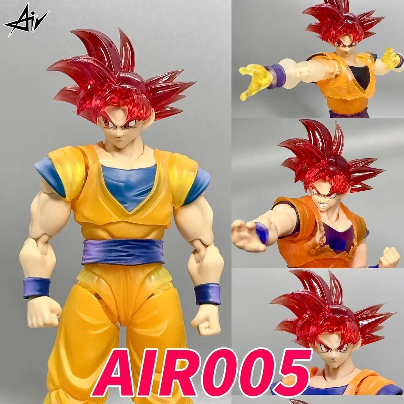 Air Toy Dragon Ball Shf Red God Breath Goku Head Accessories Super Saiyan God Son Goku Custom Heads Kit Accessories Figures