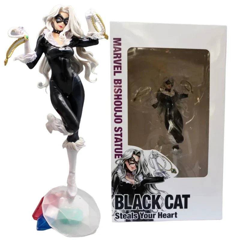 Marvel Bishoujo Statue Black Cat Pvc Figure Model Toy Collection Display Doll Birthday Gift Toy 25cm