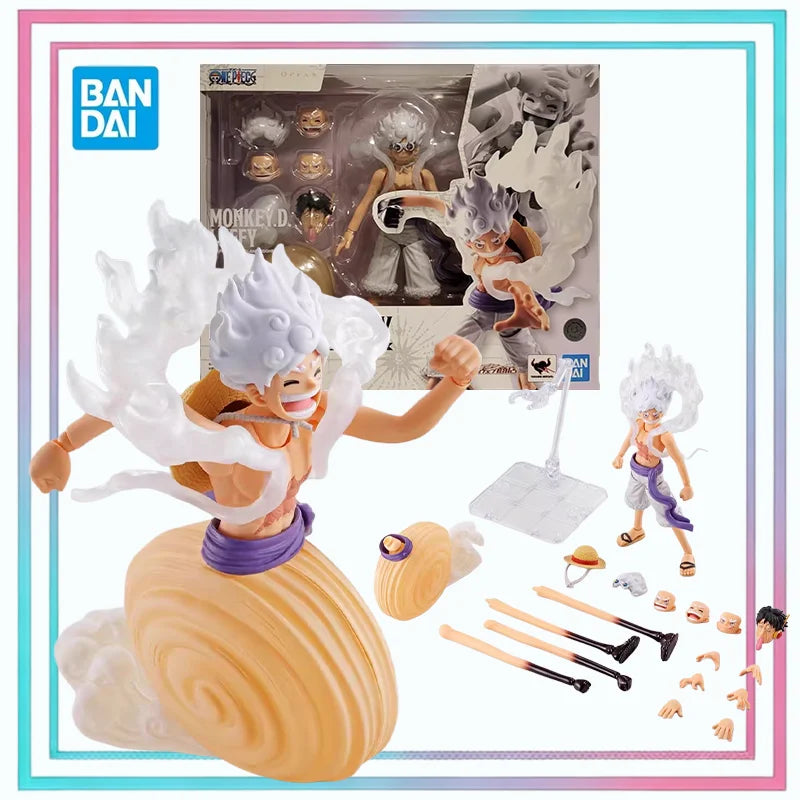 Bandai Original S.H.Figuarts One Piece [Monkey D Luffy - Gear 5 Future Island Egghead] Bewegliche Anime-Actionfigur Modell Spielzeug Geschenk