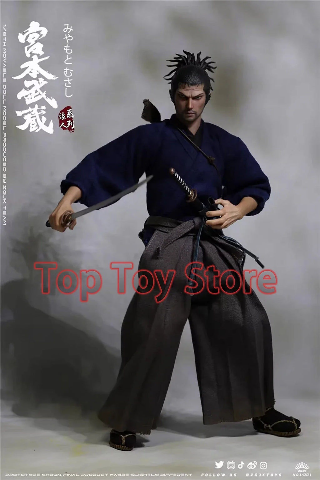 Zgjktoys L-001 1/6 Scale Male Soldier Martial Arts Japanese Samurai Miyamoto Musashi Full Set 12" Action Figure Model