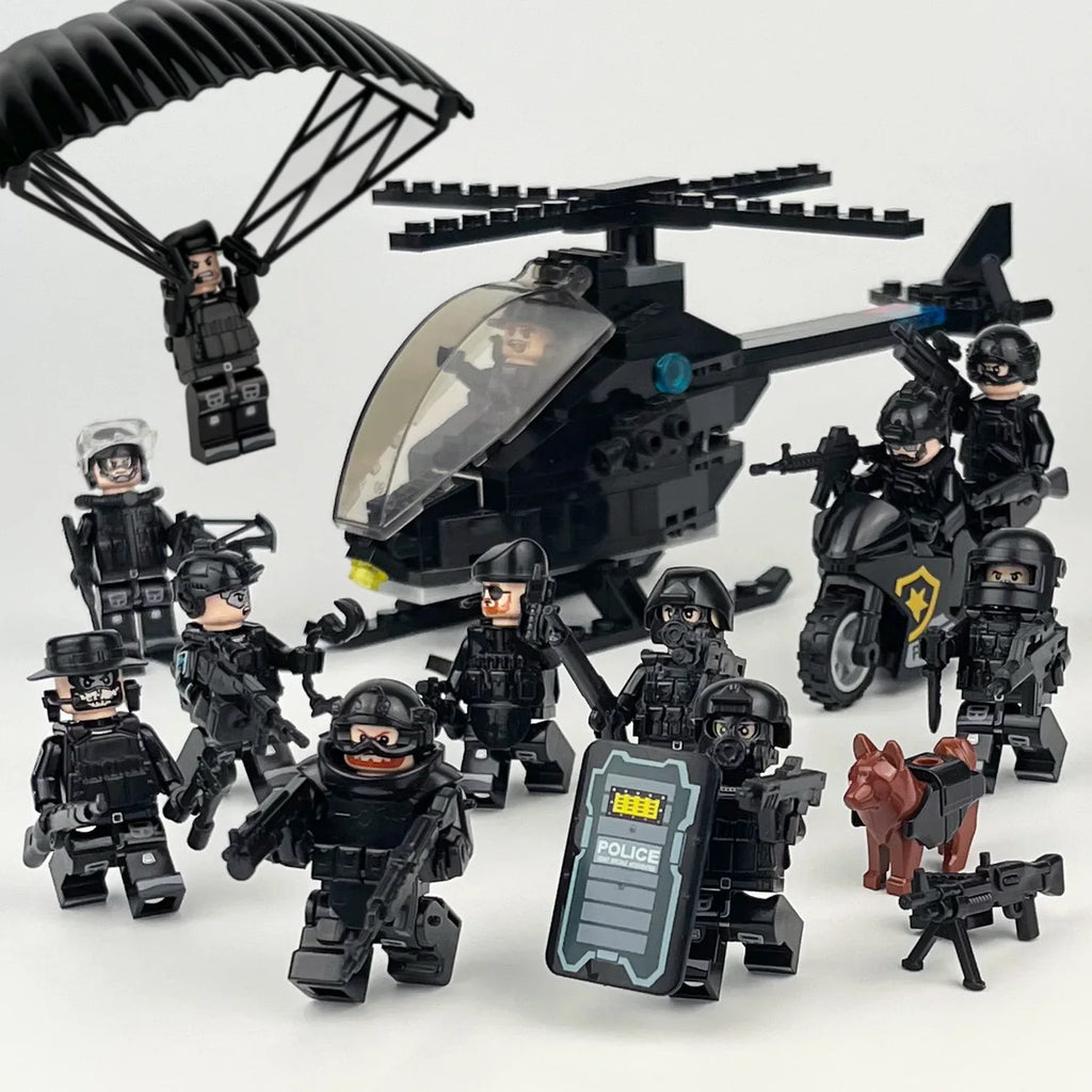 Shield ghost swat humanoid dolls, building blocks, digital action figures assembled toys reptile children's educational toys