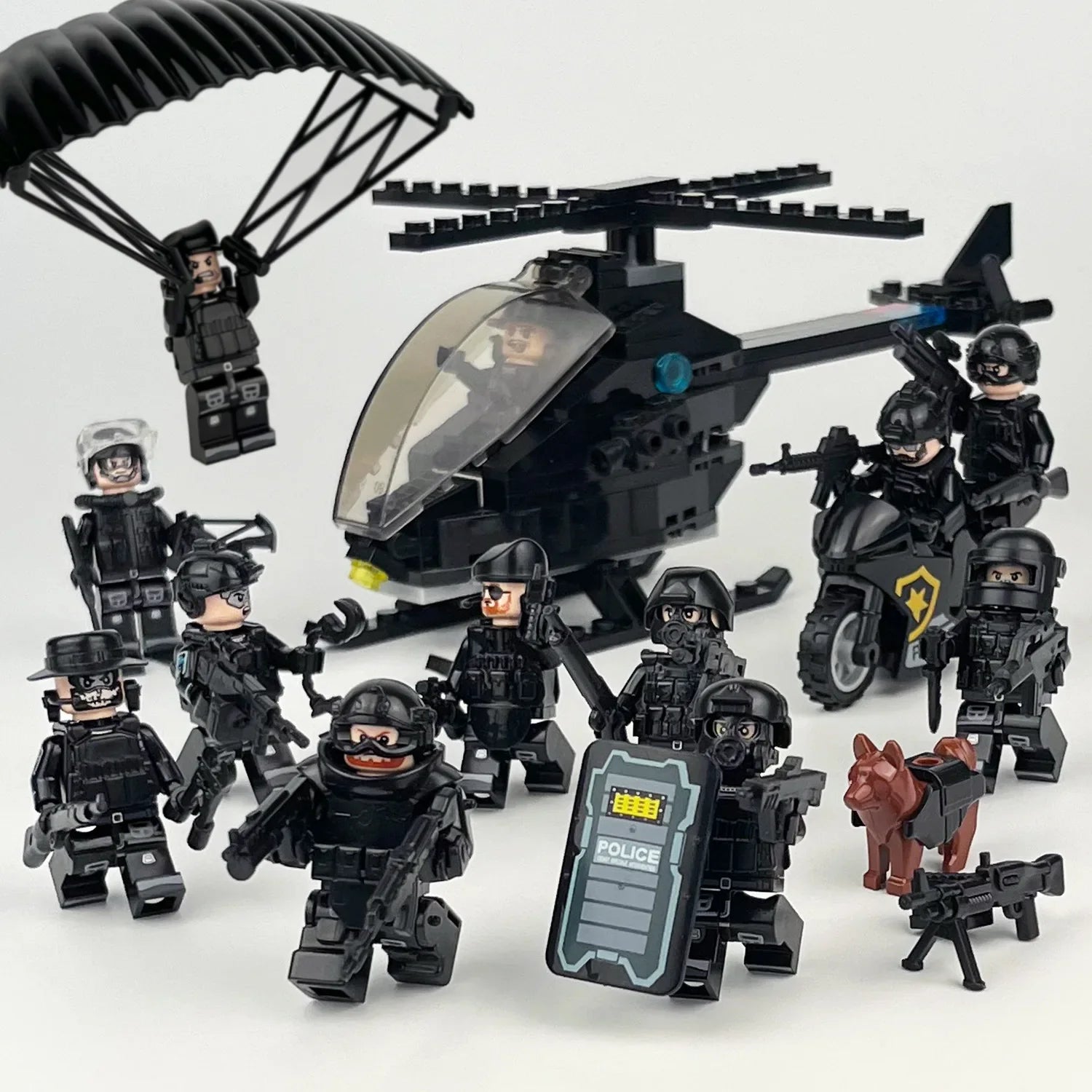 Shield ghost swat humanoid dolls, building blocks, digital action figures assembled toys reptile children's educational toys