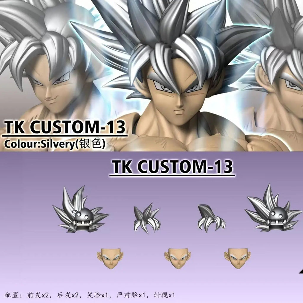 TK CUSTOM Son Goku Head Sculpt Dragon Ball Ultra Instinct Goku Head Accessories Anime Action Figure Figurine Model Toys Gifts