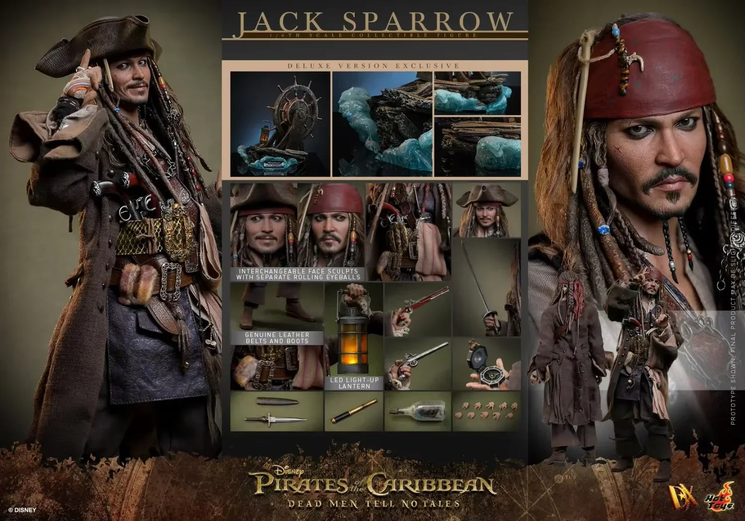 In Stock Original Hottoys DX37 DX38 Jack Sparrow Pirates of The Caribbean 1/6 Animation Action Figure Toy Model Collection Hobby