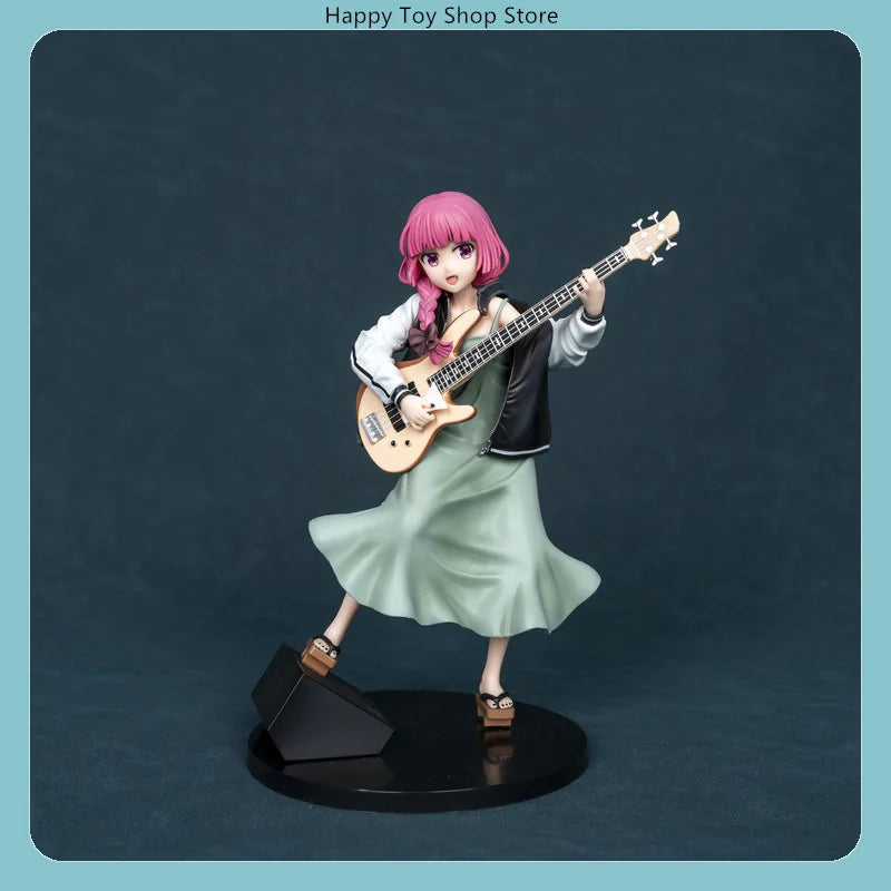 22cm Bocchi the Rock Hiroi Kikuri Anime Figure with Bass Guitar Model Statue Collection Desktop Decoration