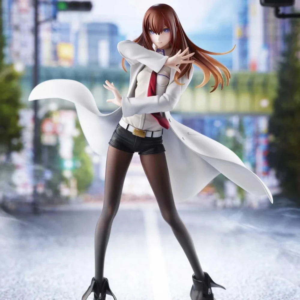 22.5CM Anime Steins;Gate Makise Kurisu Dream Tech Figure 1/7 White Coat Style Standing model toy doll Aciton Figure PVC
