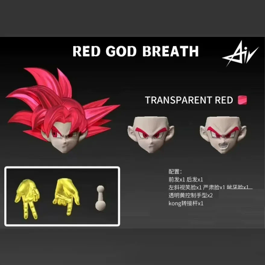 Air Toy Dragon Ball Shf Red God Breath Goku Head Accessories Super Saiyan God Son Goku Custom Heads Kit Accessories Figures