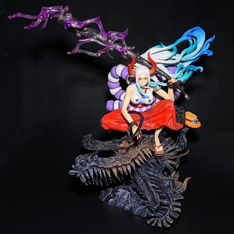 42cm Anime One Piece Wano Country Kaido's Daughter Yamato Thunder Bagua Battle Ver. GK PVC Action Figure Statue Model Toys Doll