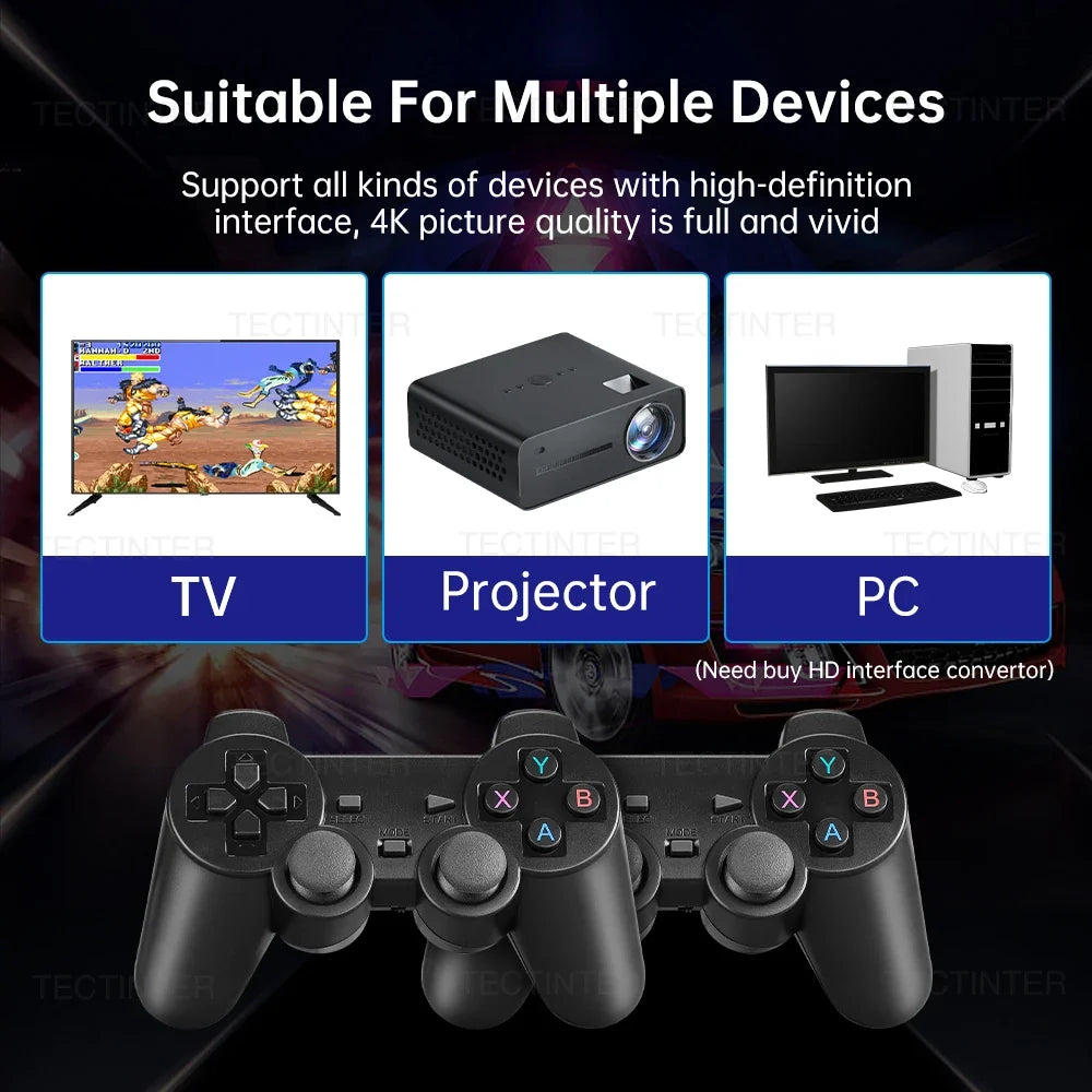 Retro Video Game Console Built-in 20000+ Games Handheld Game Player 64G 4K TV Game Stick 2.4G Wireless Controller Gamepad