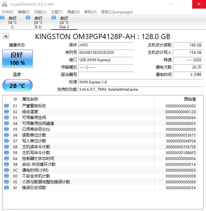 Kingston 128GB M.2 2230 PCIe Gen 4.0x4 NVMe 1.4 SSD(OM3PGP4128P-AH)，Compatible with Steam Deck Surface Ally Mini PCs