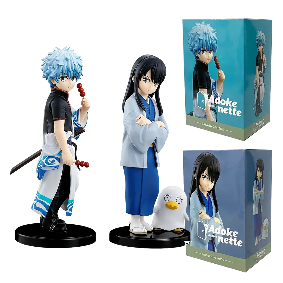 Original 14CM Anime Gintama Figure Sakata Gintoki Katsura Kotarou Stand Anime Model Toys Gifts Collection Decoration Ornaments