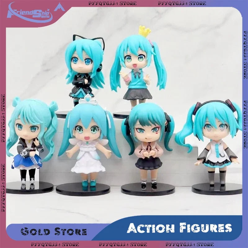 Anime Hatsune Miku Action Figures Set Mini Q Version Character PVC Model Table Decorations Ornaments Collectible Toys Gifts