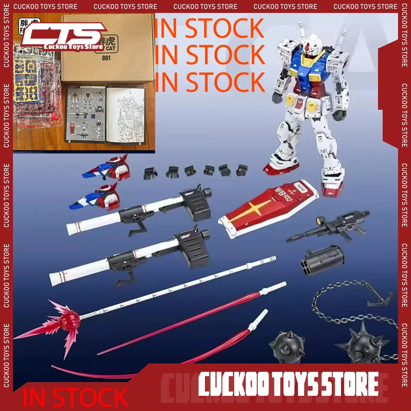 In Stock Daban Fat Cat Pgu 1/100 RGU 2.0 Rx-78-2 High-Precision Framework Assembly Action Figure Anime Models Collection toys