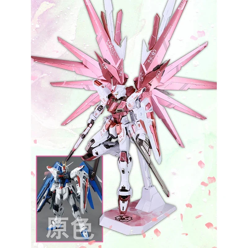 Bandai Freedom Gundam Action Figure MG Pink Sakura 2.0 Freedom Gundam Model Kit Toy Paint Modification