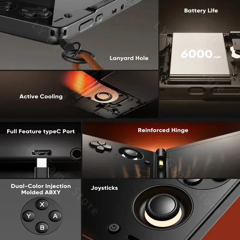 In stock AYN Thor 6'' OLED Dual Screen Gaming Handheld Qualcomm Snapdragon CPU Android13 6000mAh Battery Hall Stick Game Console