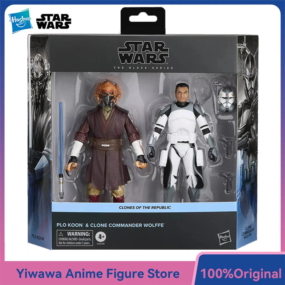 Original NEU Hasbro STAR WARS The Black Series Plo Koon & Clone Commander Wolffe 2er-Pack 15cm Anime Figur Action Modell Spielzeug Geschenke