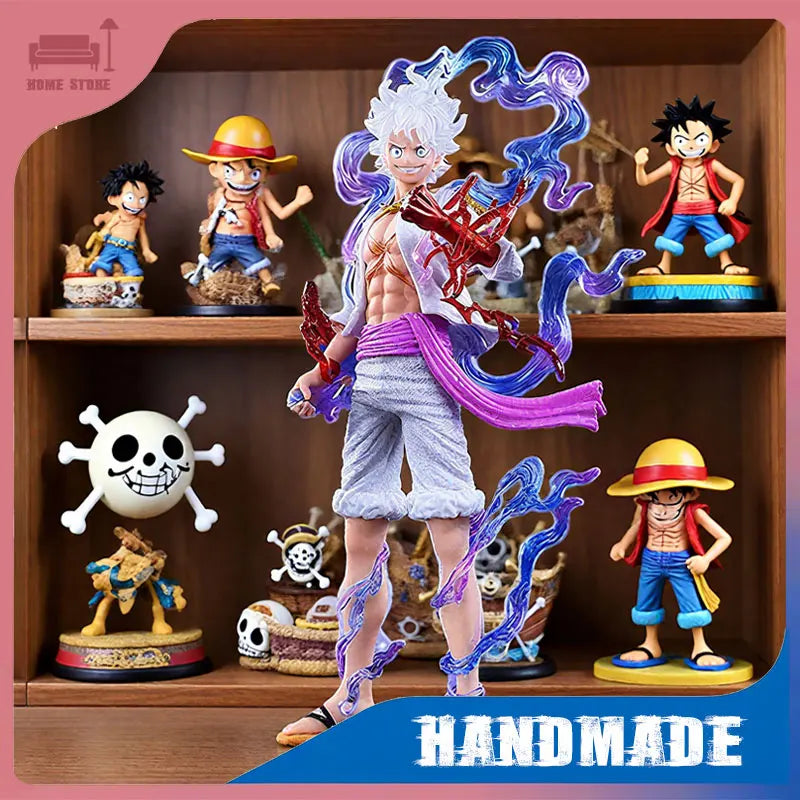 30cm Handmade Anime One Piece Set Luffy Gear 5 Nika Sun God PVC Action Figures Statue Collection Model Desktop Ornament Toy Gift