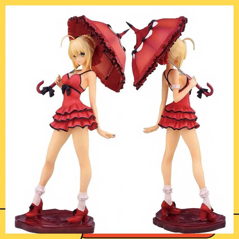 Alphamax Fate/Extra Fate Night Red Seba Saber Nero Dress Umbrella Holding Hands Model Toy Gift