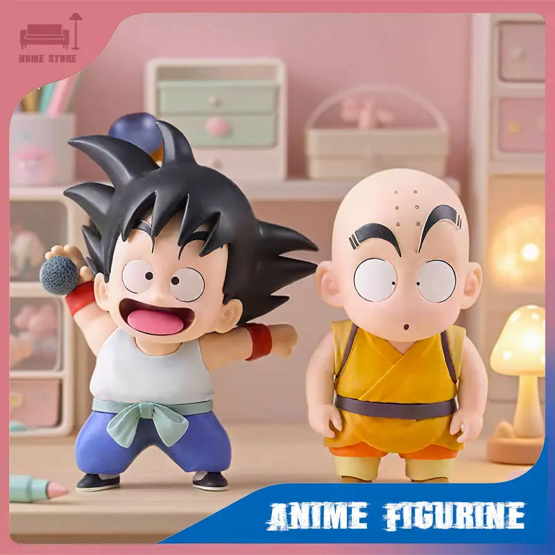 Anime Figurine Dragon Ball Z Kuririn and Son Goku Action Figures Q Version Anime PVC Model Kawaii Cartoon Statues Collection Toy