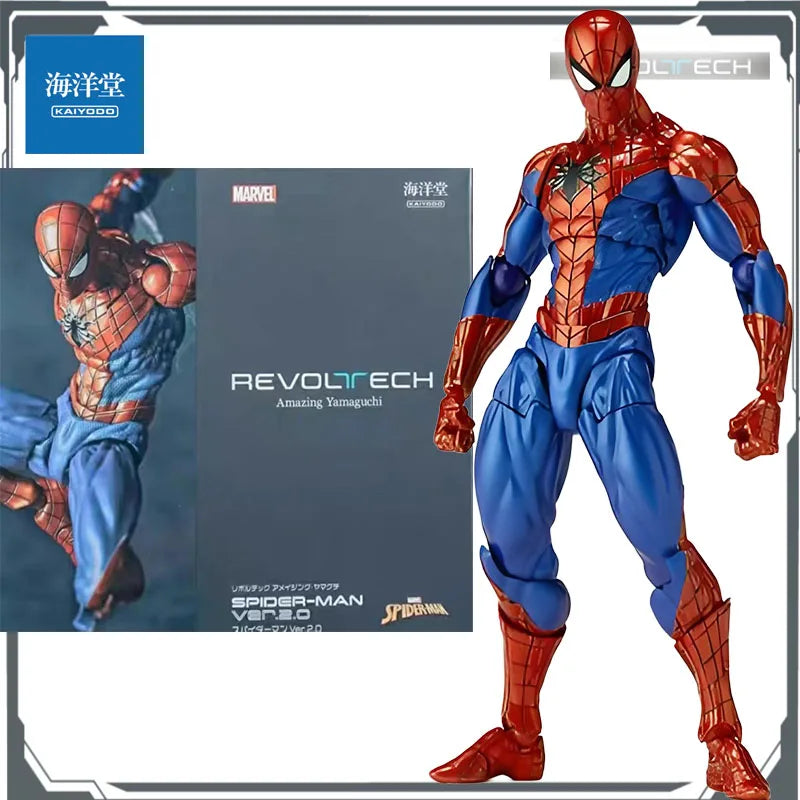 KAIYODO Original REVOLTECH Amazing Yamaguchi Spider - Man Ver.2.0 Anime Action Figure Assembly Model Toys  Model Gifts for Boys