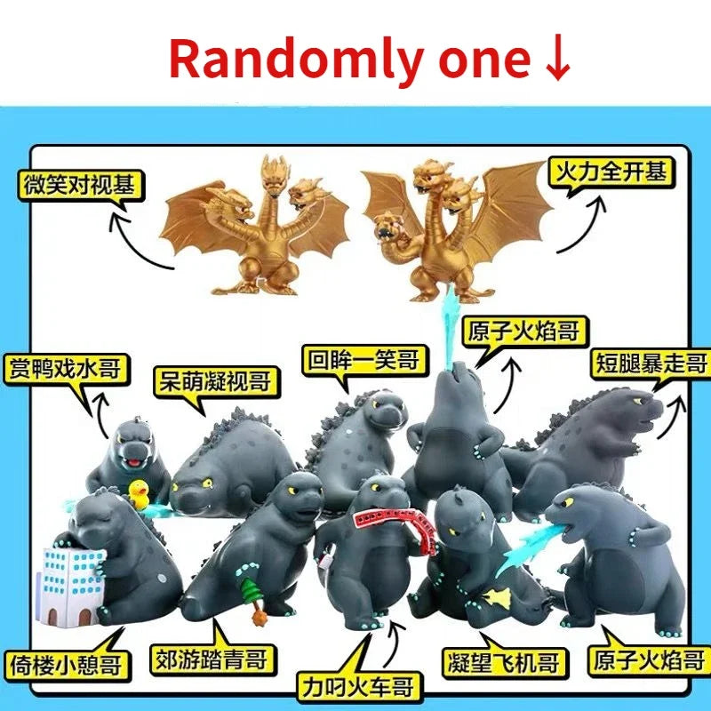 Godzilla King Collection Godzilla Action Figures Ghidorah Q-version Anime Figures Collectible Children Toys Kids Birthday Gif