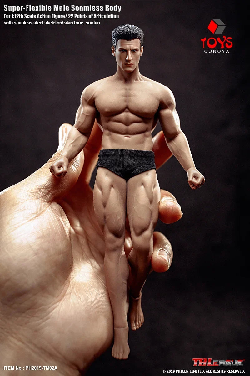 TBLeague Phicen TM01A TM02A 1/12 Suntan Skin Super-Flexible Seamless Steel Stainless Skeleton Male Body 6'' Action Figure Doll