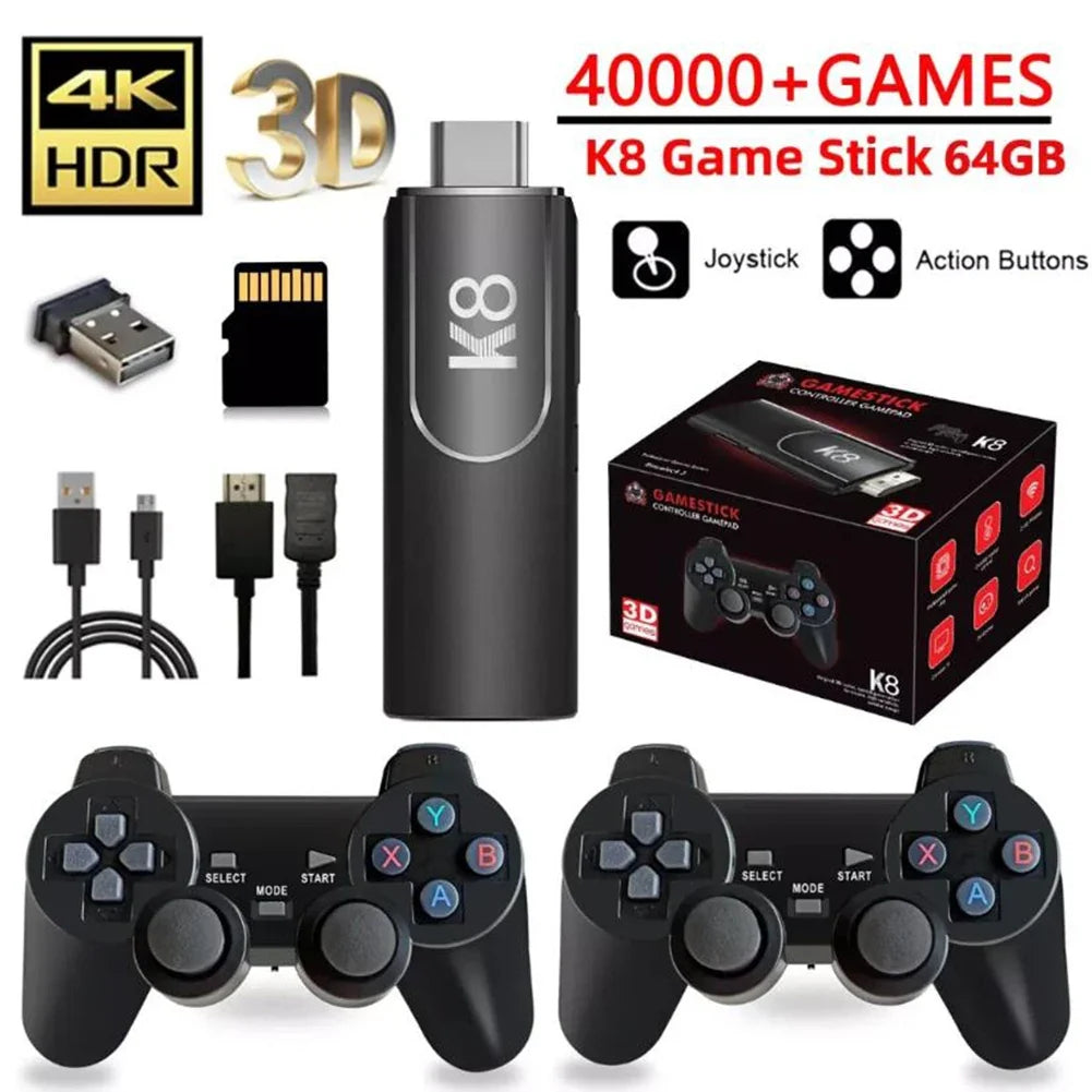Video Game Stick Lite 4K HD Video Game Consoles 256G Wireless Controller For M8/X2 Plus/K8/M15 58000+ Retro Games Kid Xmas Gift