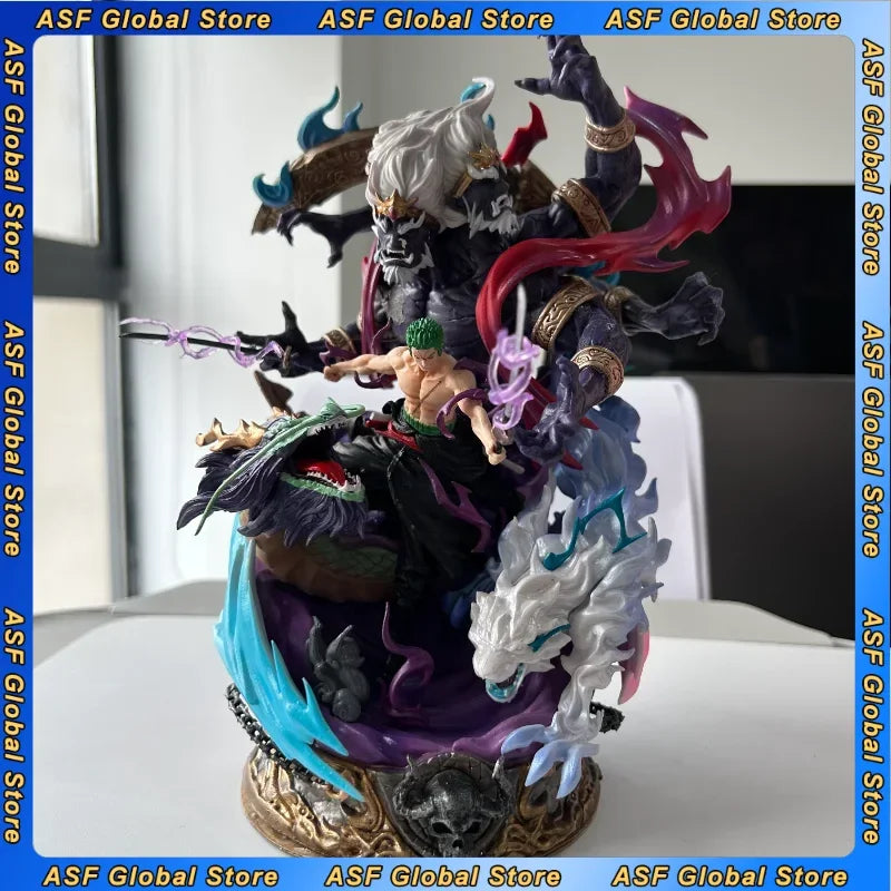 21cm One Piece Anime Figure Roronoa Zoro Statue 2 Heads King of Hell Action Figure Manga Collection Pvc Model Doll Kid Gift Toys