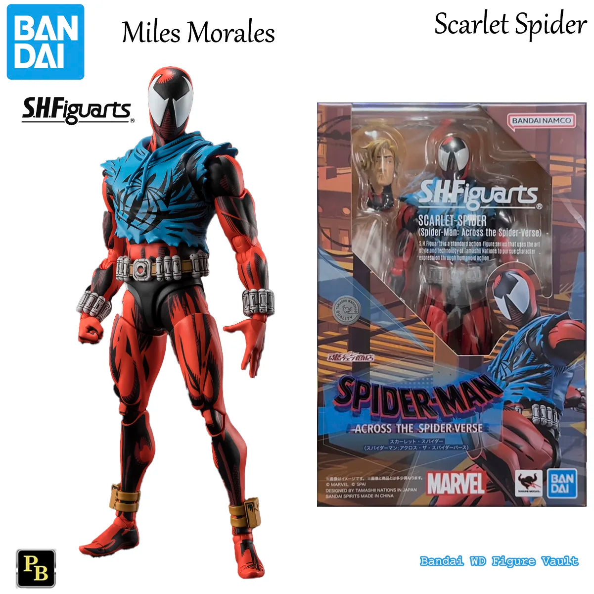 Auf Lager Bandai S.H.Figuarts Scarlet Spider Miles Morales Spider-Man: Across the Spider-Verse Figuren Modell Original Spielzeug Geschenk