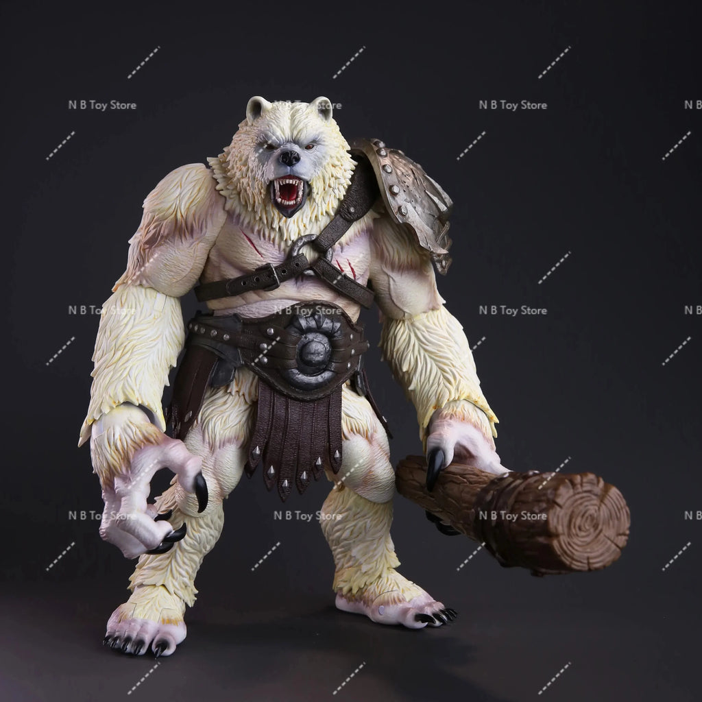 In Stock Adventurers World Brown & White Bearkin Warrior Shardclaw Articleized Action Figure Model Toy
