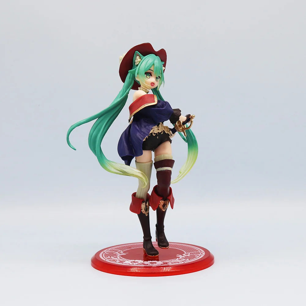 Anime Hatsune Miku Figure Fairy Tale Wonderland Hatsune Miku Puss in Boots Kawaii Action Figures Adult Collection Model Toy Gift
