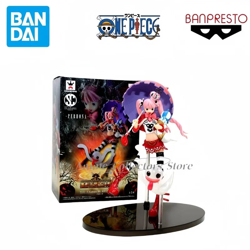 Brandneue Original Bandai One Piece Anime-Actionfiguren für Kinder Banpresto Sammelmodell Desktop-Ornamente Perona Spielzeug Geschenk