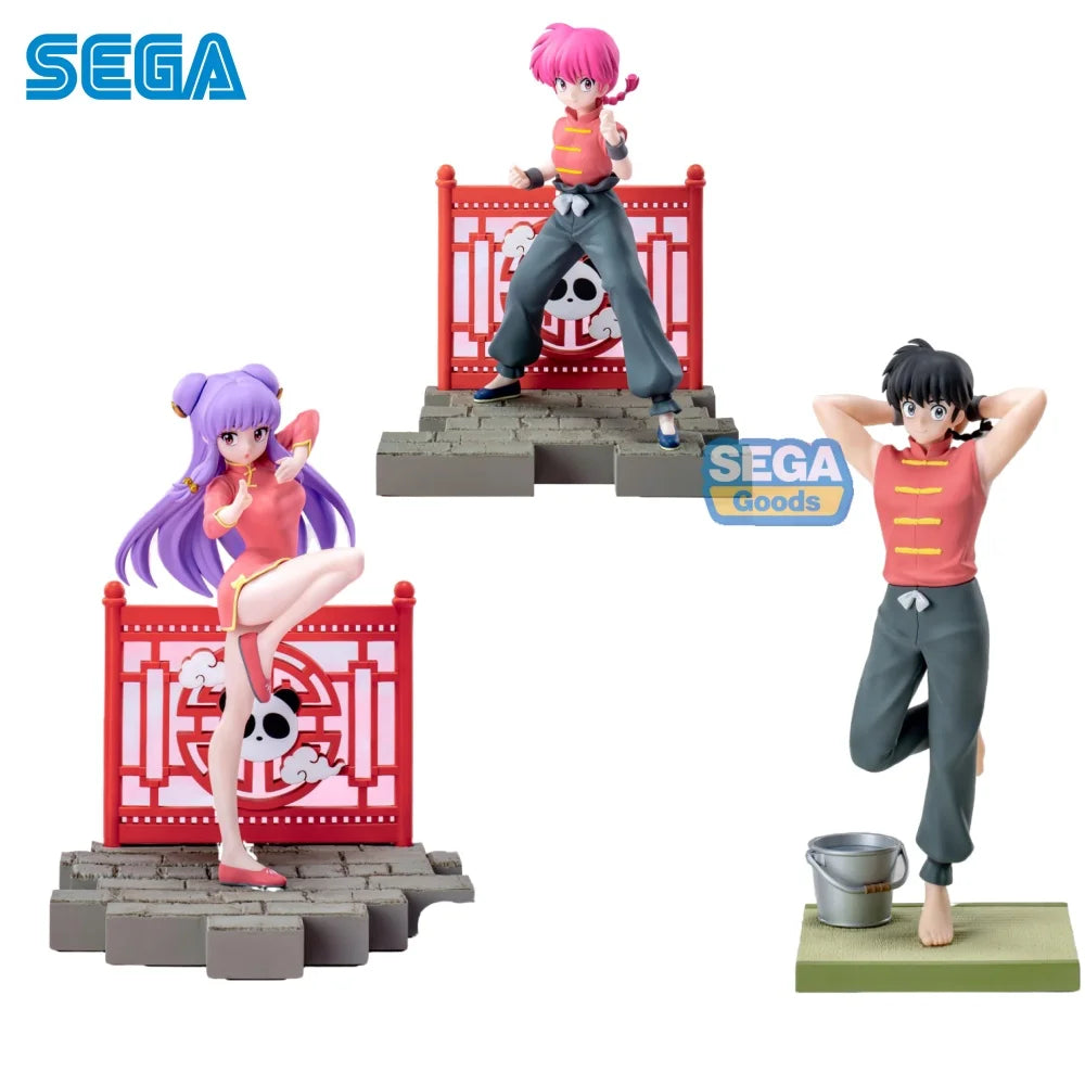 Sega Ranma 1/2 Anime Ranma Saotome & Shampoo & Ranma Girl Luminasta Action Figures Model Figurine Original Figuarts Decoration