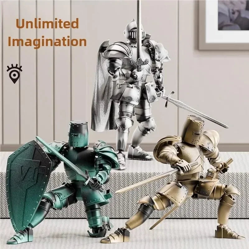 Knight Armor Action Figure - DIY Multi-Jointed Movable Robot with Medieval Armor Poseable Collectible Toy for Kids & Adults