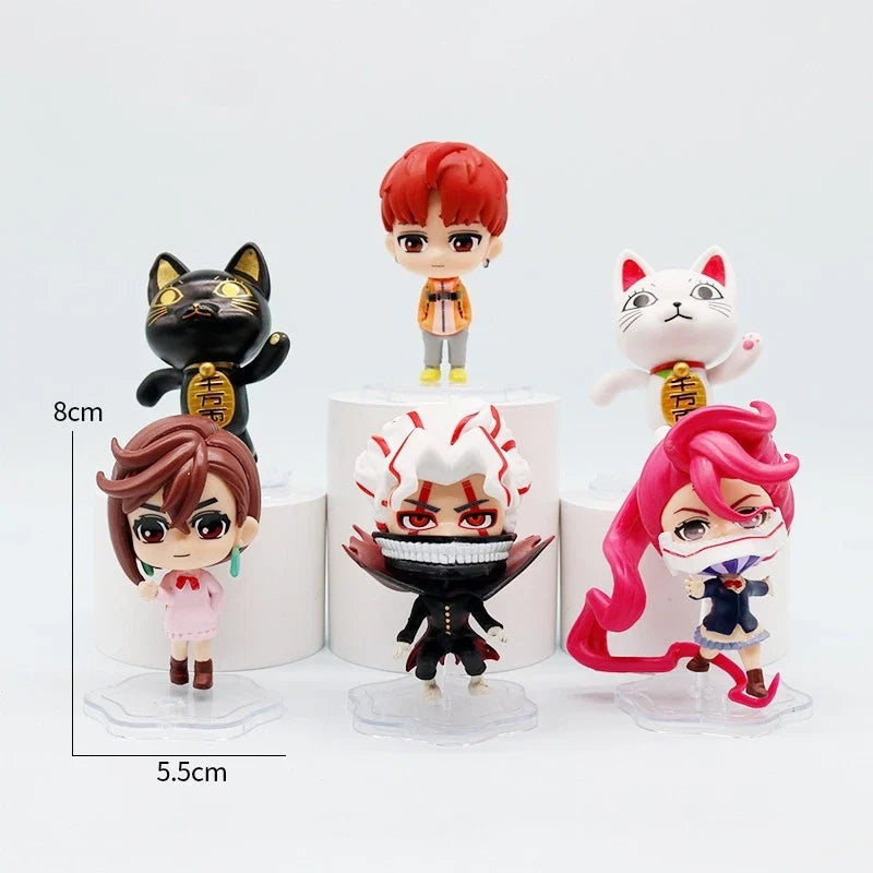 6pcs Dandadan anime Erkallen Statue model Q Version Figurine Pvc Model Toy Collectible Decoration Desktop Gift.Toy gifts