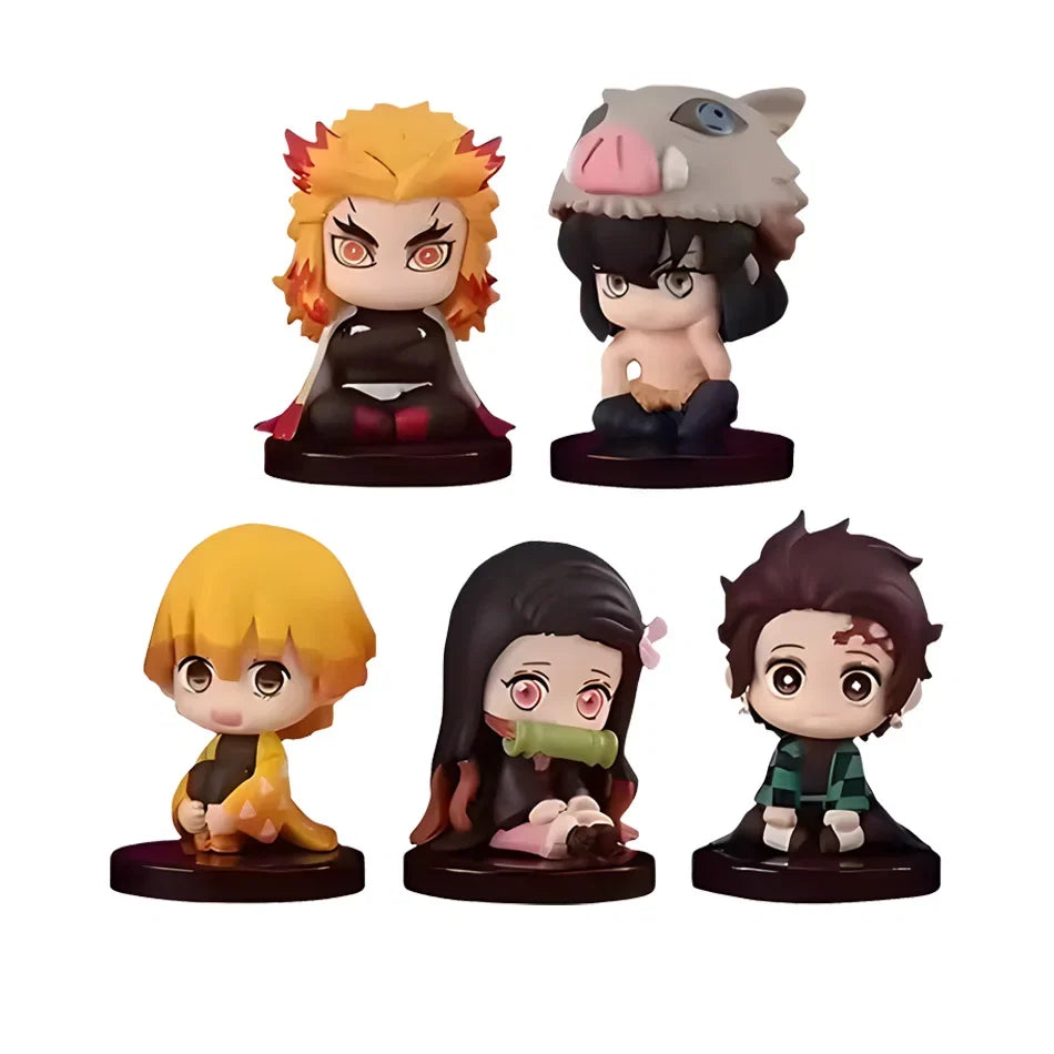Cute Sitting pose Gashapon Figures Kamado anjirou Agatsuma Tomioka Giyuu Shinobu Kocho Uzui Tengen Collectible Toy