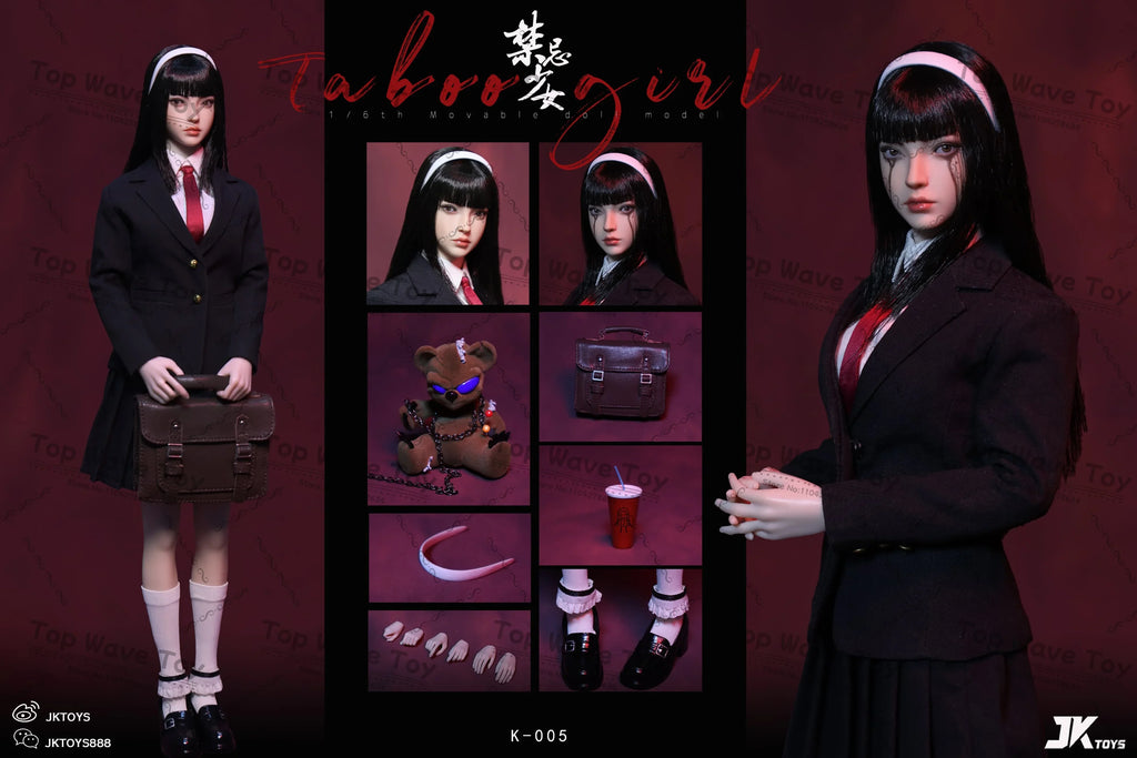 2025 New Stock JKTOYS K-005 1/6 Taboo Girl Tomie Movable Eye Double Head Action Figure 12'' Female Soldier Full Set Toy