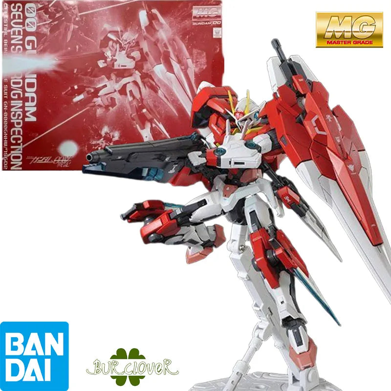 Bandai Original MG Gundam 00 Seven Sword Inspector GN-0000GNHW 1/100 Anime Action Figure Assembly Model Toys Gifts For Children