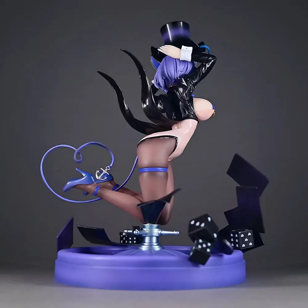 Azur Lane Cheshire Magician Girl GK Figure Purple Hair Magic Card Dice Themed Collectible Statue Desktop Decor For Anime Fans