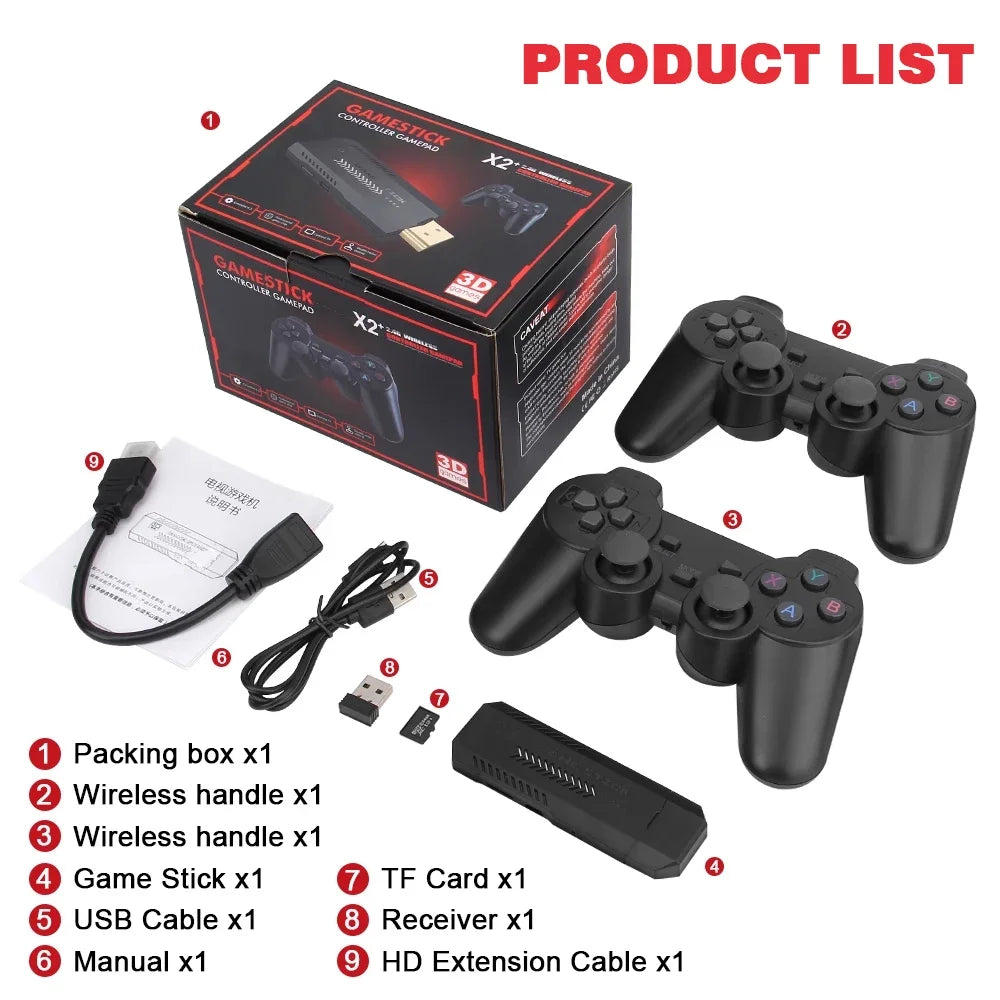 58,000 Games GD10 Plus Game Stick 4K HD Video Game Console 2.4G Double Wireless Controller Game Stick For N64/PSP/PS1/GBA