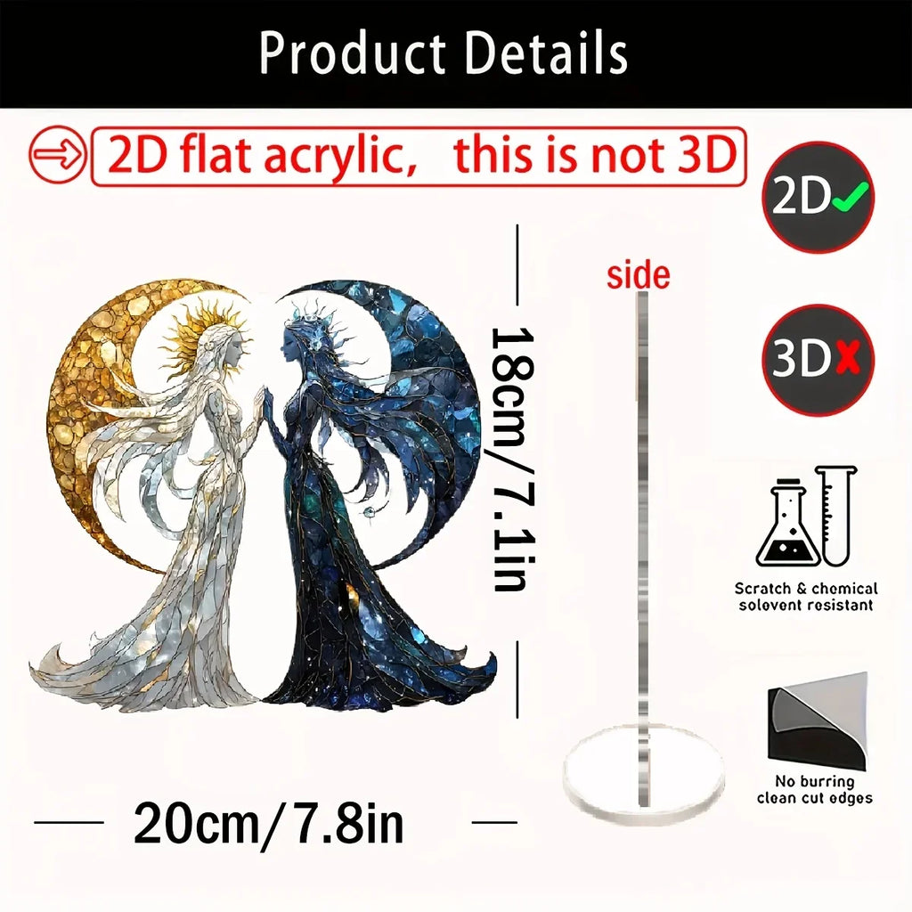 Acrylic 2D Transparent Plane Tree of Life Angel Warrior Figure Decor Office Desktop Decoration Birthday Graduation Ideal Gift