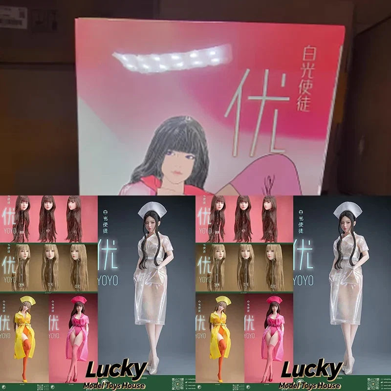 I8TOYS 1/6 Female Figure Beauty Head Sculpt Union Suit Transpaerent Raincoat Heels I8-C008 Clothes Set Accessory For 12" Body