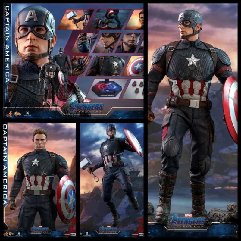 Hot Toys Captain America Steve Rogers Actionfigur 1/6 Avengers Anime Figur MMS480 Statue Deluxe Edition Modellbausatz