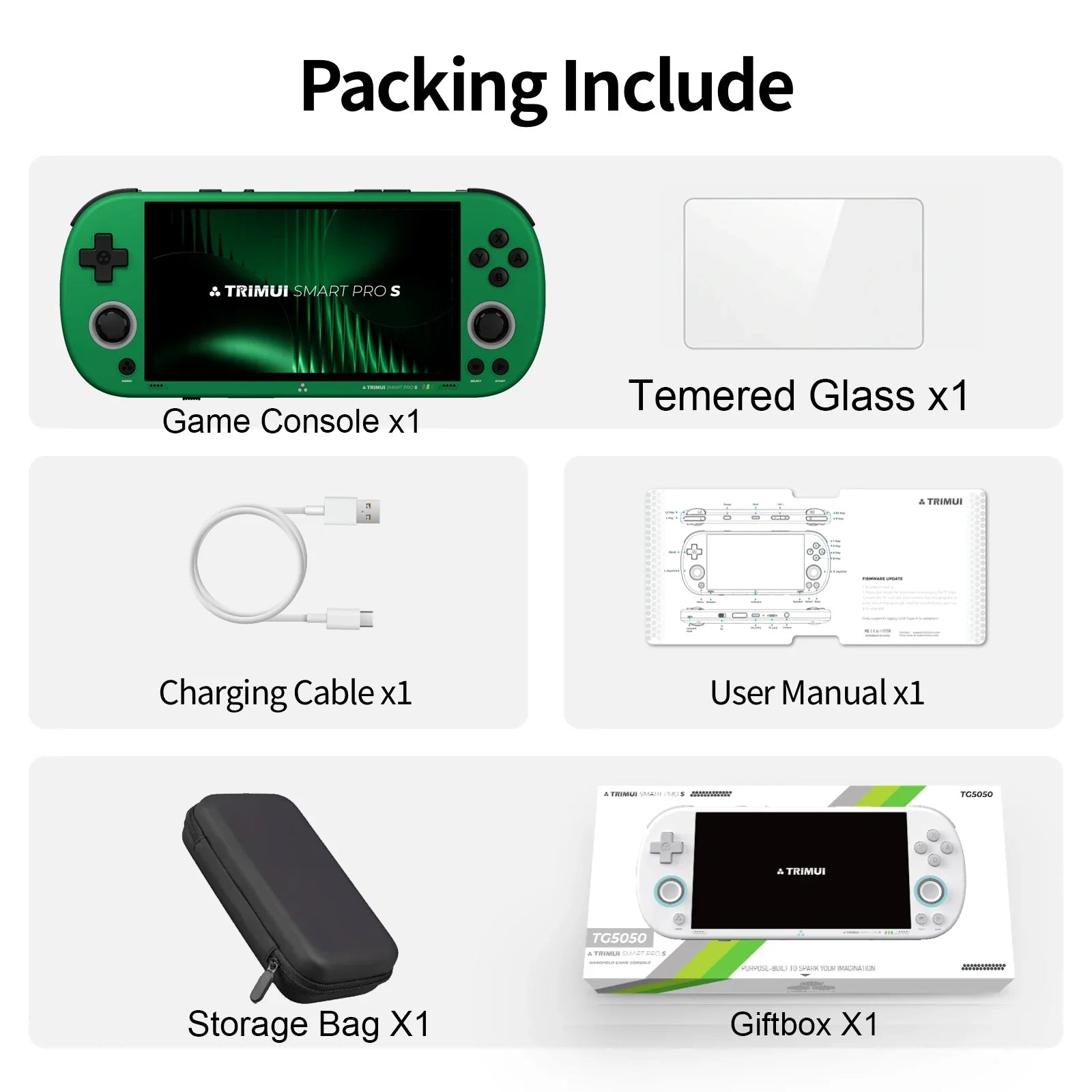 BOYHOM Trimui Smart Pro S TG5050 Handheld Game Console - Best for N64/PSP, Octa-core 2.0GHz, 4.96" IPS Display, 5000mAh Battery