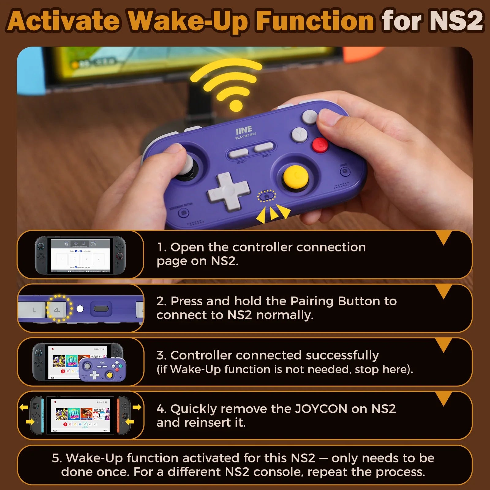 For IINE Pocket Retro Game Controller,1000Hz Recessed Stick, Hall Effect Joysticks,Portable Mini Gamepad Customizable Controls