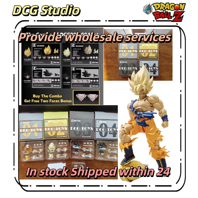 In Stock Shipped Within 24 DCG Toys Dragon Ball Z SHF Super Saiyan SSJ Son Goku Heads Kit Anime Action Figure Model Collection