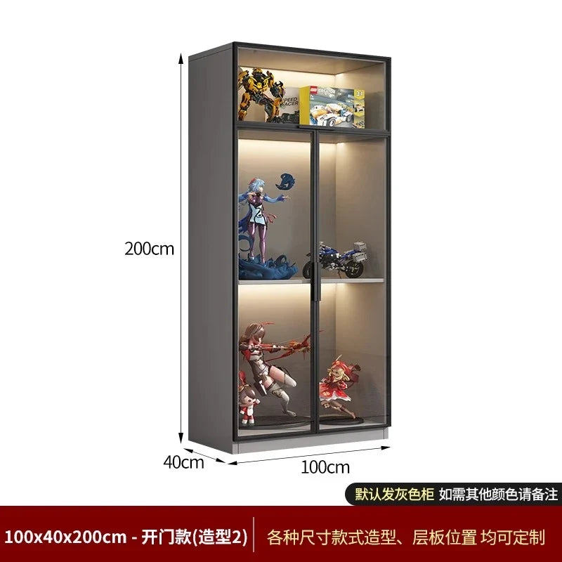 Customized Bookcase Glass Door Dust-proof Bookshelf Figure Lego Model Display Home Living Room Display Wine Cabinet Transparent