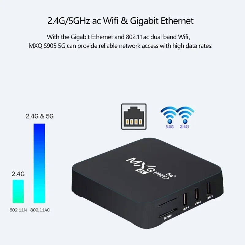 MXQ PRO TV BOX Android S905L 2.4G&5G WiFi Original Quad Core Youtube Media Player Mxq Pro 4K Set Top Box IPTV Netflix YouTube