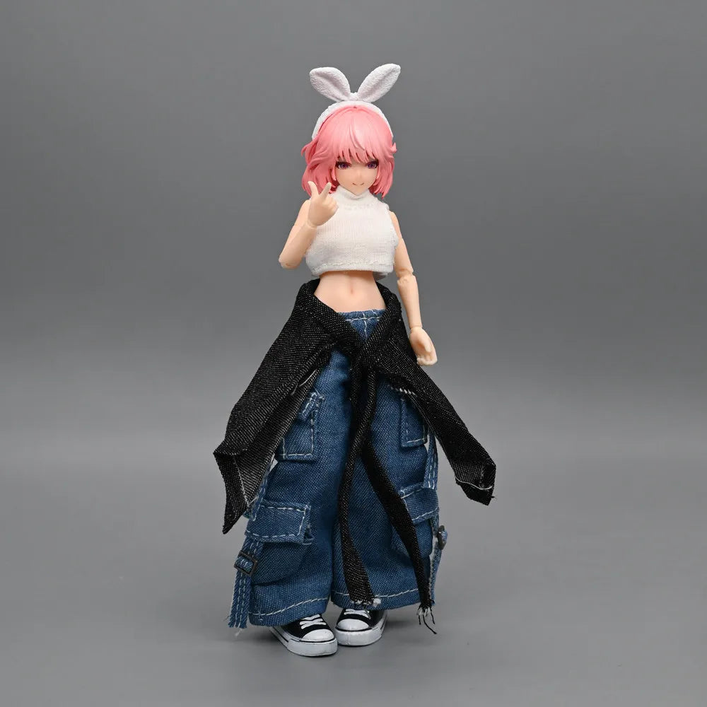 1/12 Scale KPOP style Female Work Pants Hip Hop Trousers Decoration Clothes Model Fit 6'' Romankey  Soldier Action Figure Body